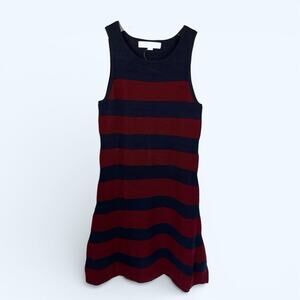 ANN TAYLOR LOFT NWT Maroon Navy Sleeveless Striped Knit Dress XS